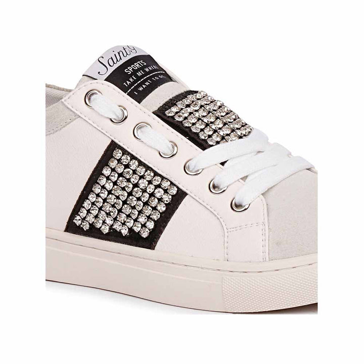 Saint G Embellished White Leather Shoes