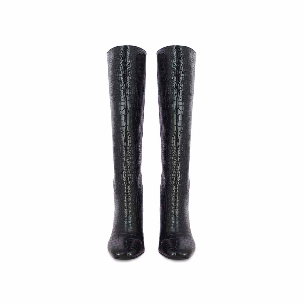 Saint G Corco Textured Black Leather Knee High Boots
