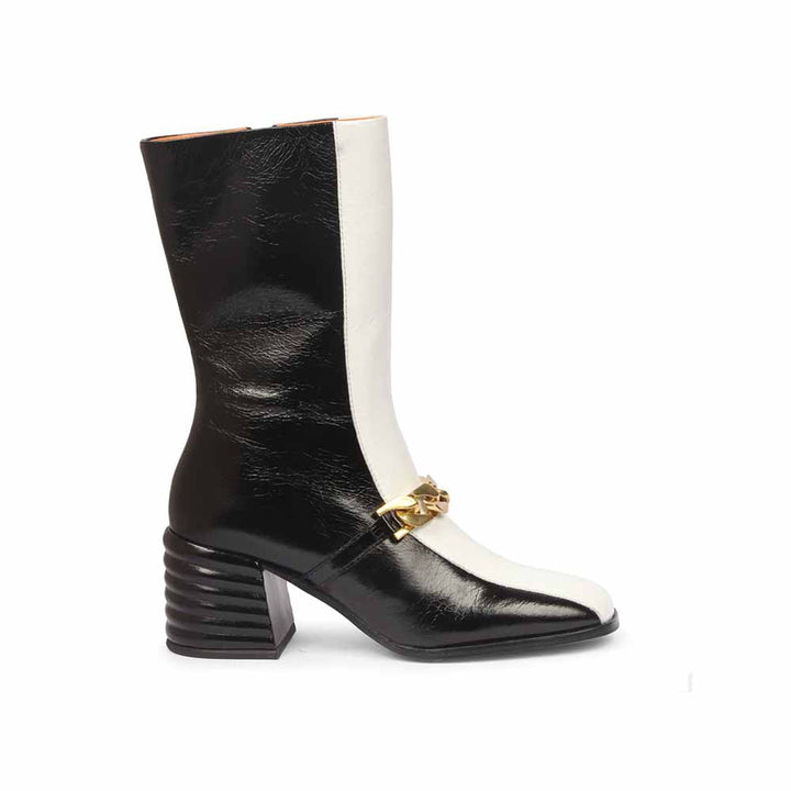 Saint G Solid White Leather Zipper Boots