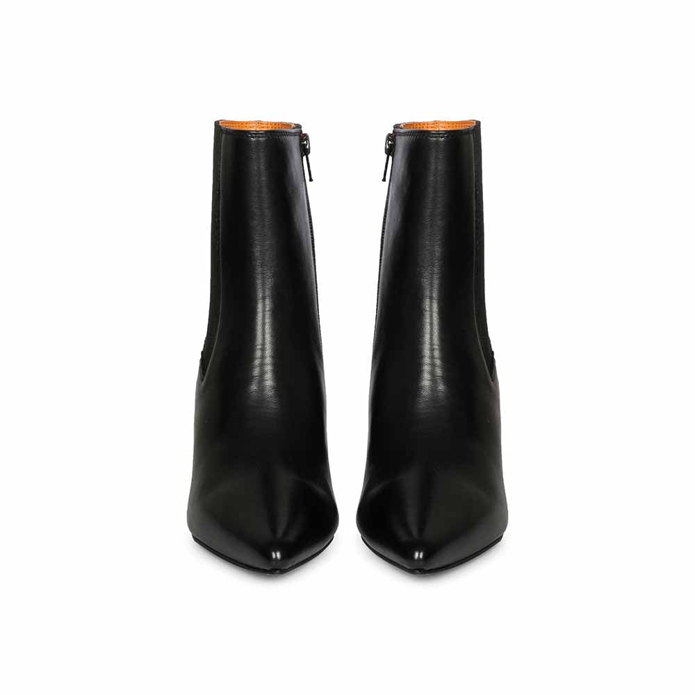 Saint G Solid Black Leather Zipper Ankle Boots