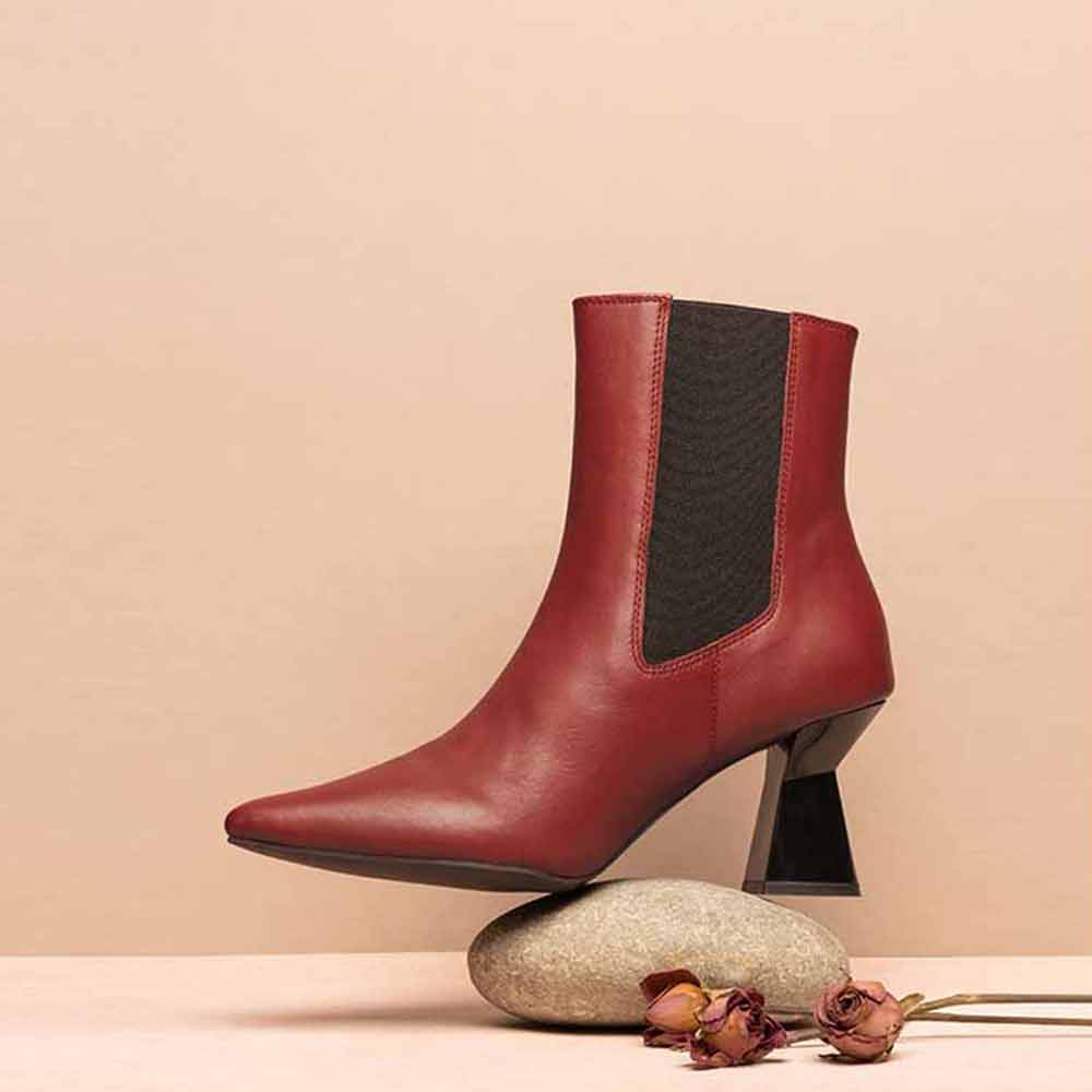 Saint G Solid Rust Leather Slip On Ankle Boots