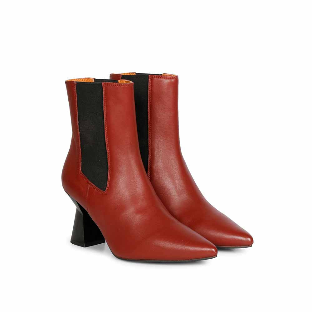 Saint G Solid Rust Leather Slip On Ankle Boots