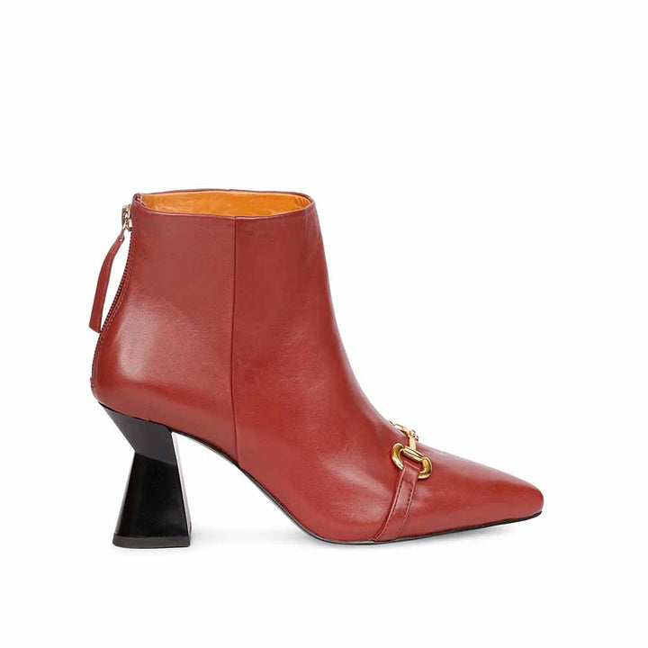 Saint G Solid Rust Leather Zipper Ankle Boots