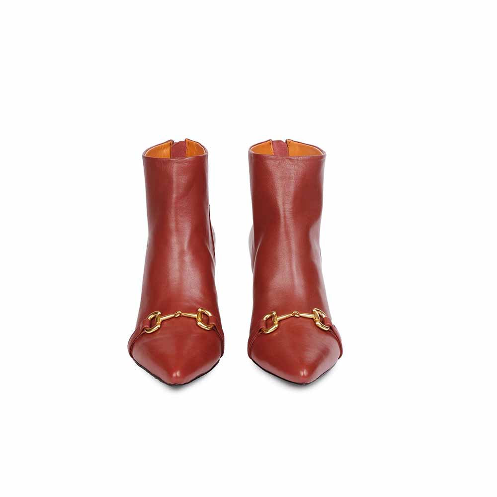 Saint G Solid Rust Leather Zipper Ankle Boots