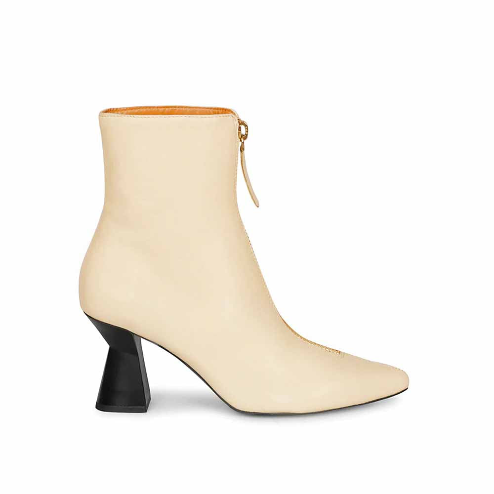Saint G Solid White Leather Zipper Ankle Boots