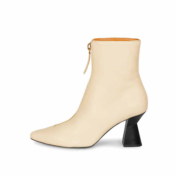 Saint G Solid White Leather Zipper Ankle Boots