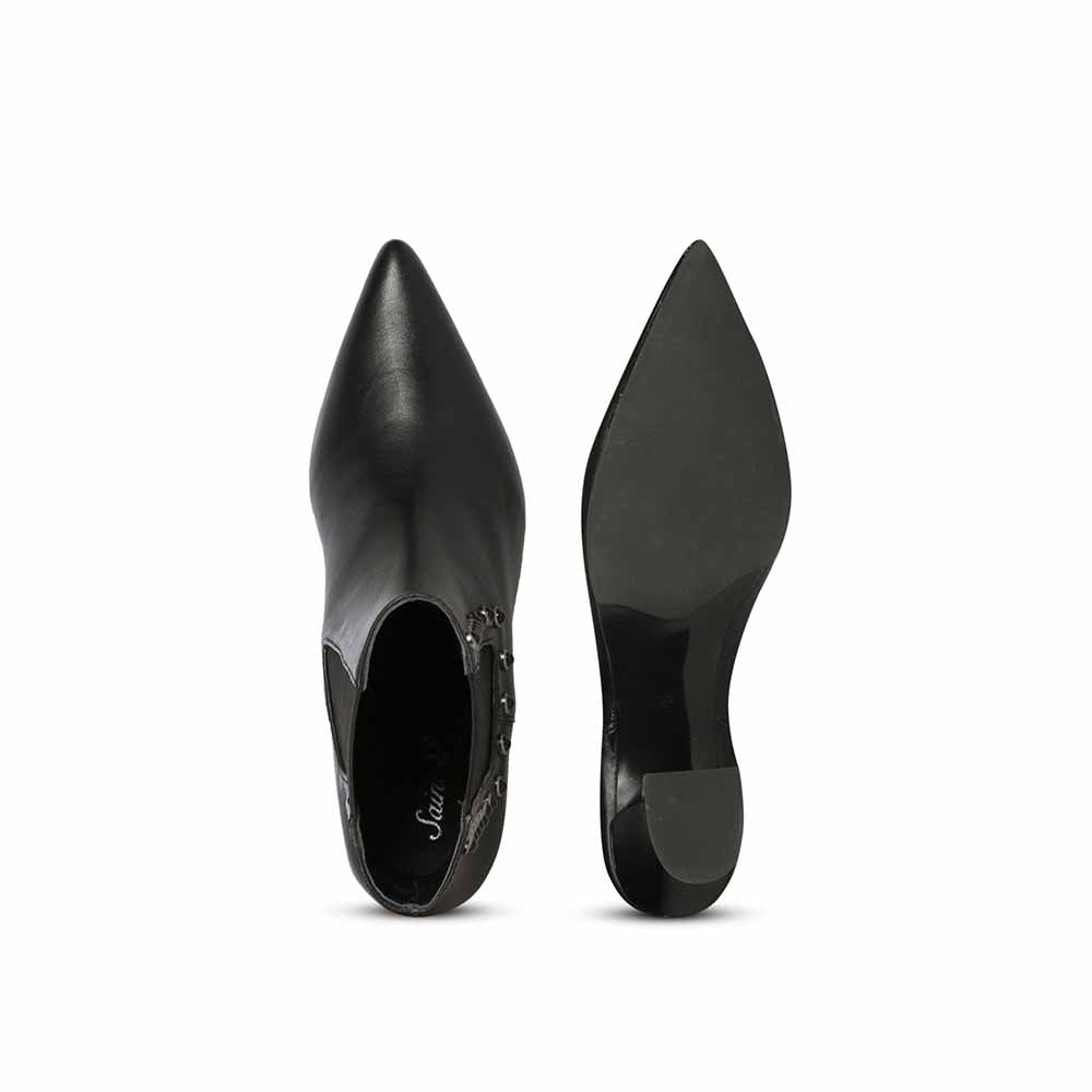 Saint G Solid Black Leather Slip On Ankle Boots