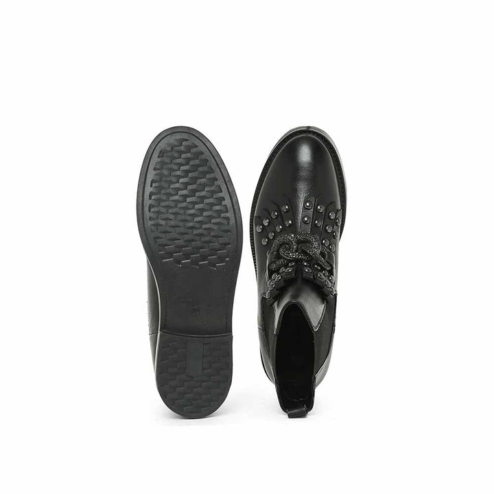 Saint G Embellished Black Leather Ankle Boots