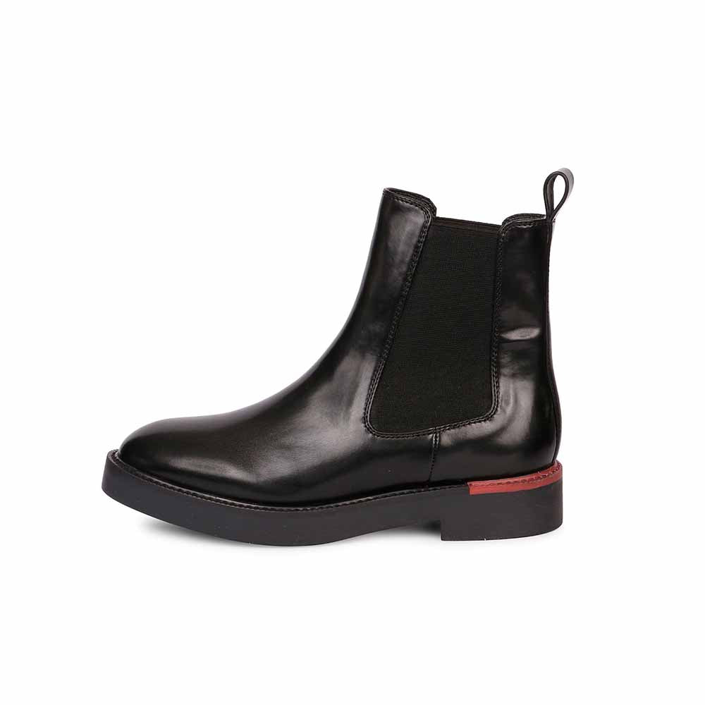 Saint G Solid Black Leather Ankle Boots