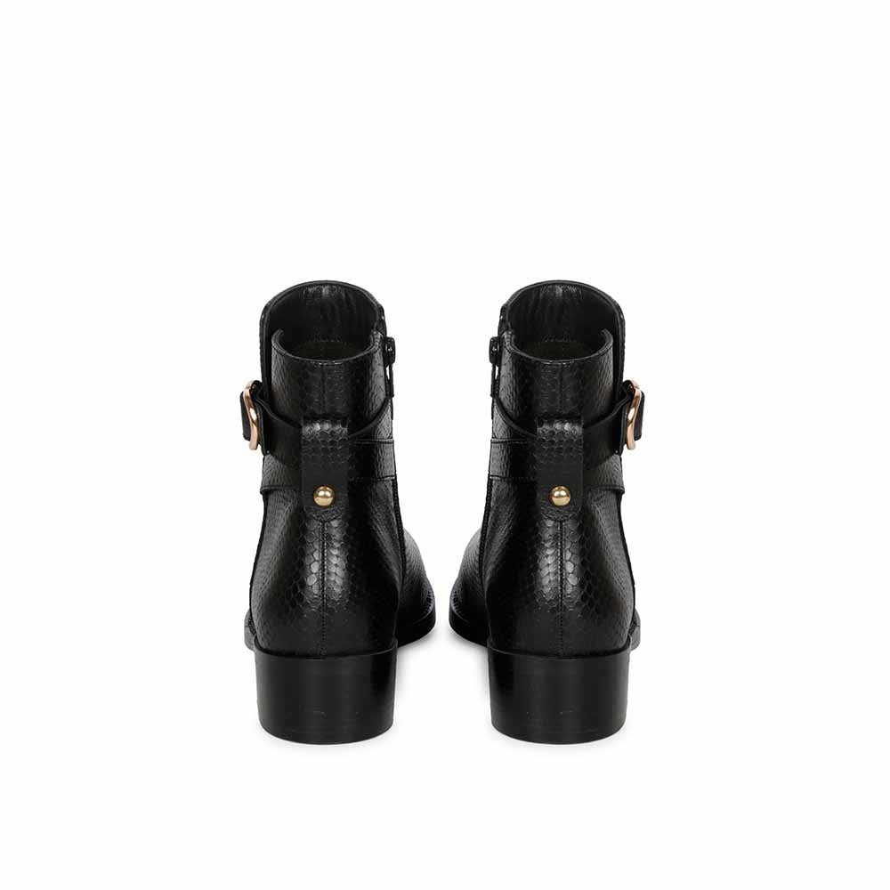 Saint G Textured Black Leather Zipper Ankle Boots