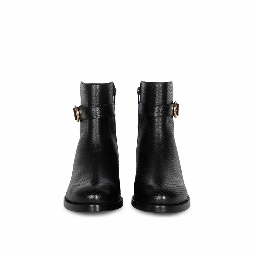 Saint G Textured Black Leather Zipper Ankle Boots