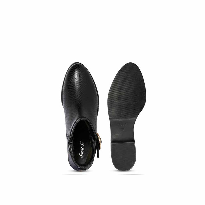 Saint G Textured Black Leather Zipper Ankle Boots
