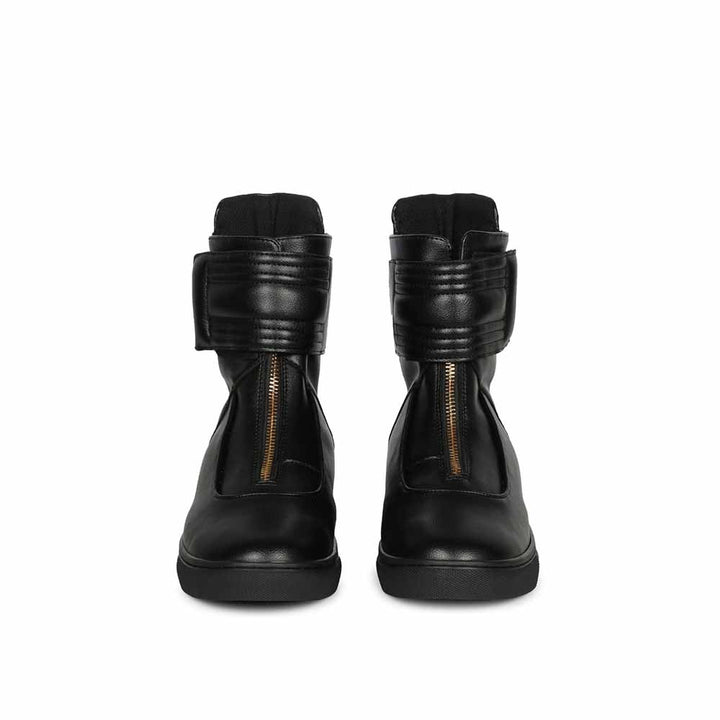 Saint G Solid Black Leather Boots