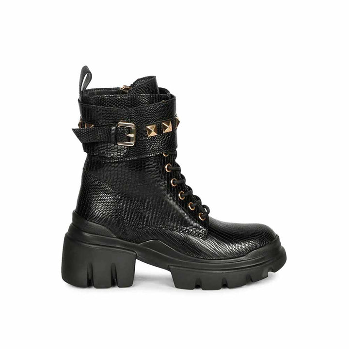 Saint G Textured Black Leather Boots