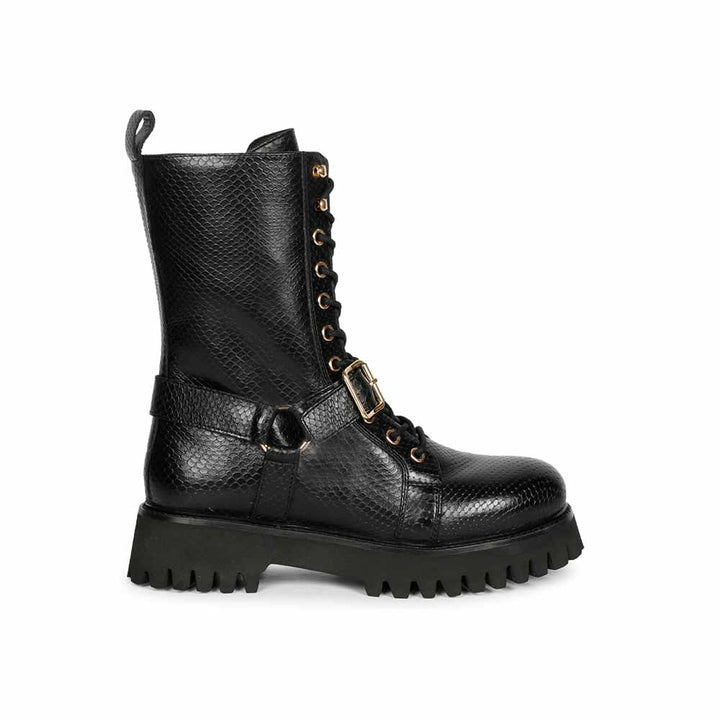 Saint G Textured Black Leather Boots