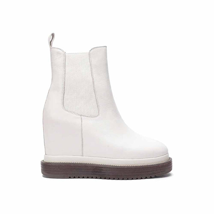 Saint G Solid White Leather Slip On Ankle Boots