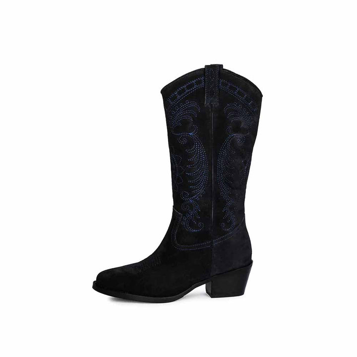 Saint G Stitched Dark Blue Leather Handcrafted Boots