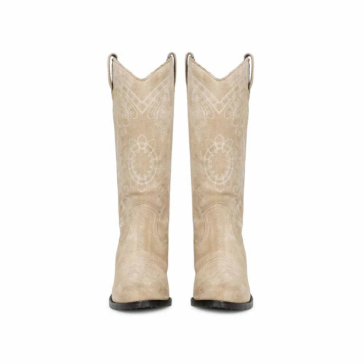 Saint G Stitched Ivory Leather Handcrafted Boots