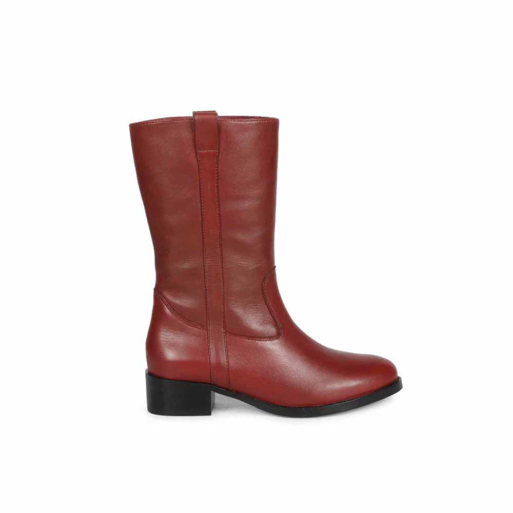 Saint G Solid Burgundy Leather Handcrafted Boots