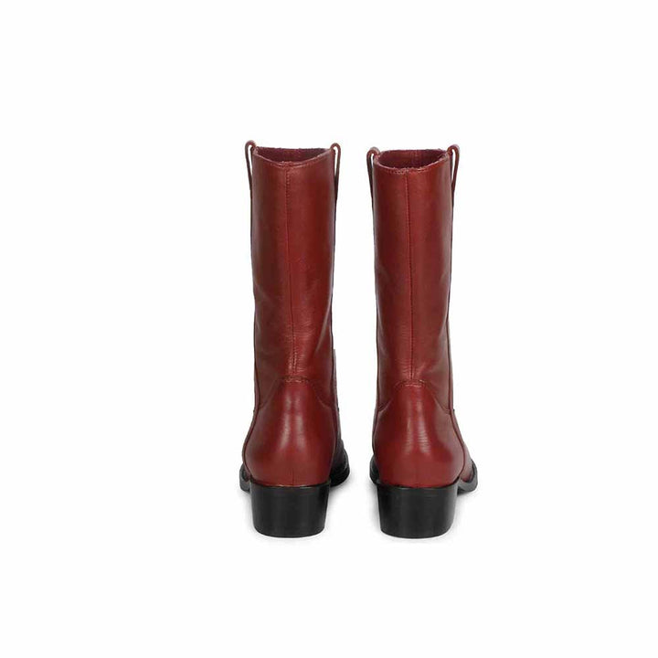 Saint G Solid Burgundy Leather Handcrafted Boots