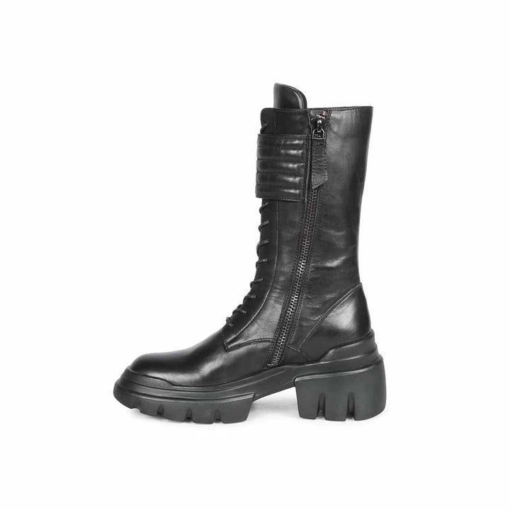 Saint G Solid Black Leather Handcrafted Boots