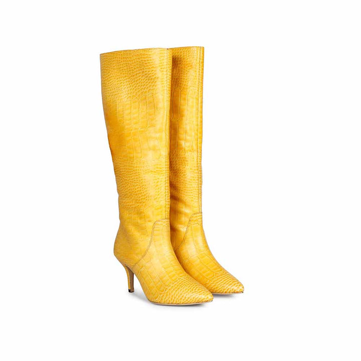 Saint G Textured Yellow Leather Handcrafted Boots