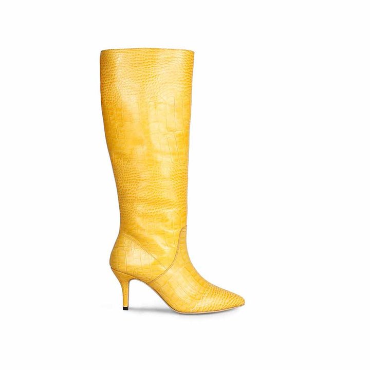Saint G Textured Yellow Leather Handcrafted Boots