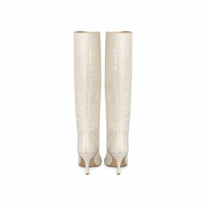 Saint G Textured White Leather Handcrafted Boots