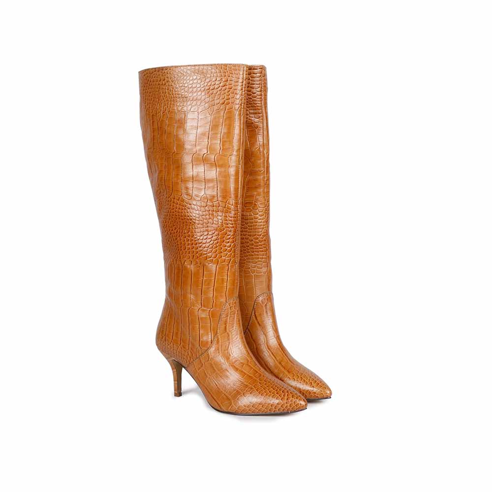 Saint G Textured Tan Leather Handcrafted Boots
