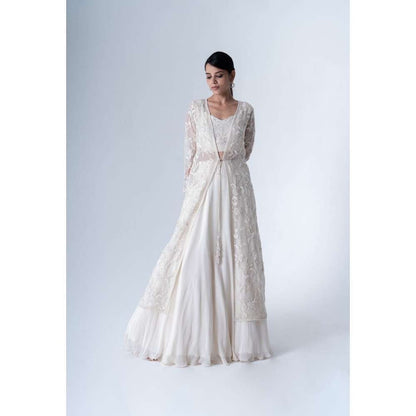 SAISHA Long Jacket Lehenga (Set of 3)