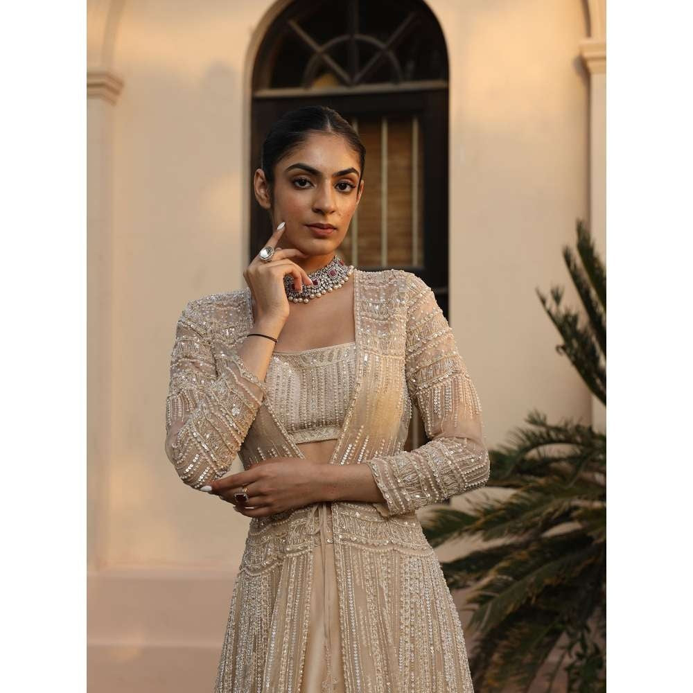 SAISHA Long Jacket Lehenga (Set of 3)