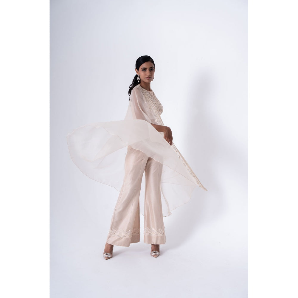 SAISHA White Embroidered Jacket With Crop Top & Pant (Set of 3)