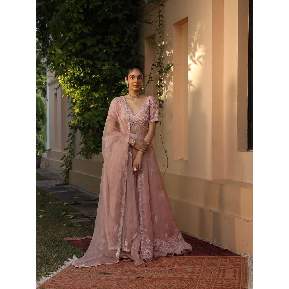 SAISHA Anarkali Front Open With Lehenga And Dupatta (Set of 3)