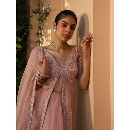 SAISHA Anarkali Front Open With Lehenga And Dupatta (Set of 3)