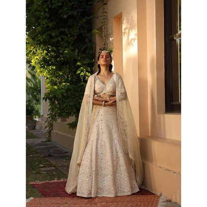 SAISHA Ivory Lehenga Choli With Dupatta (Set of 3)