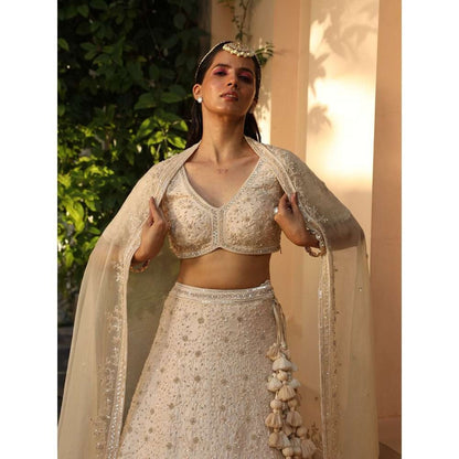 SAISHA Ivory Lehenga Choli With Dupatta (Set of 3)