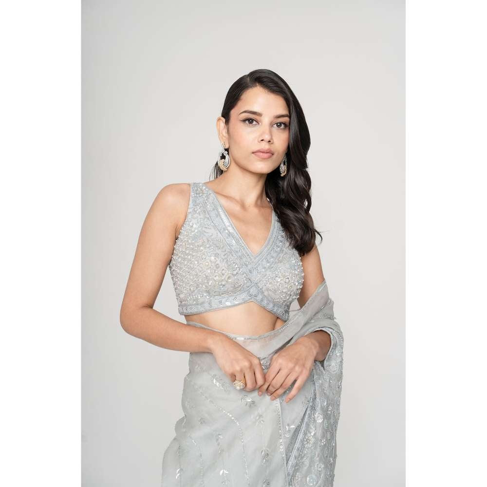 SAISHA Embroidered Saree With Blouse with Stitched