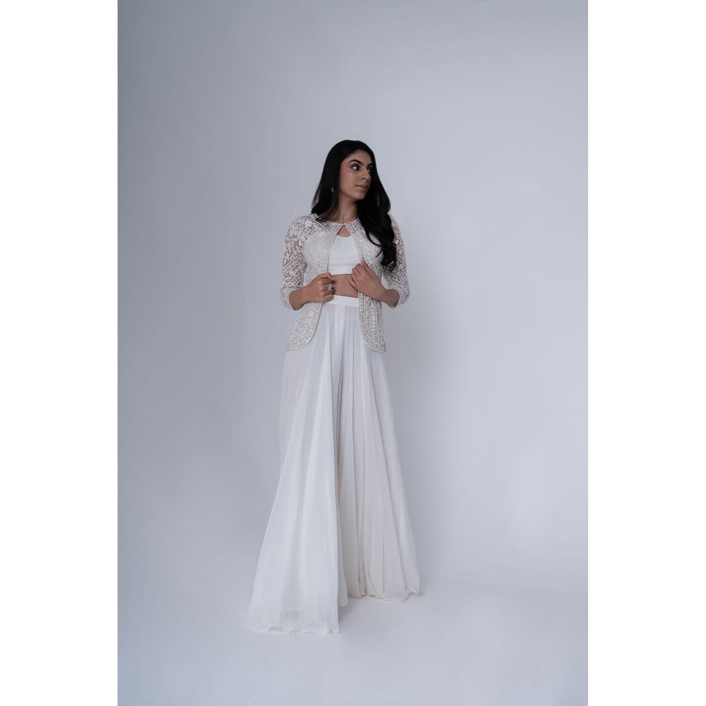 SAISHA Short Jacket With Sharara And Bustier (Set of 3)