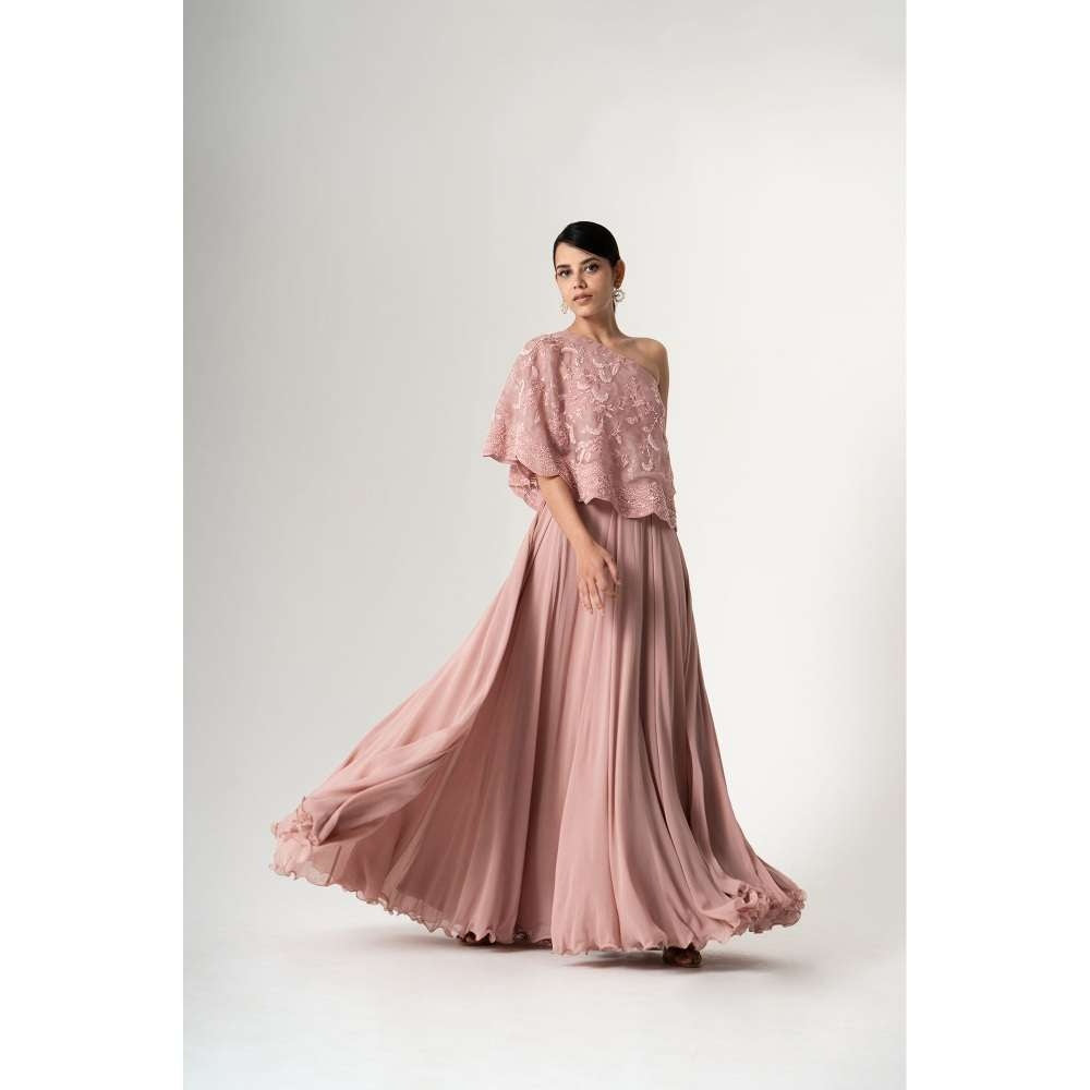 SAISHA One Shoulder Cape With Skirt (Set of 2)