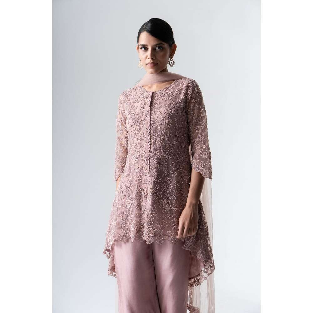 SAISHA High Low Kurti With Bell Bottoms Trouser And Dupatta (Set of 3)