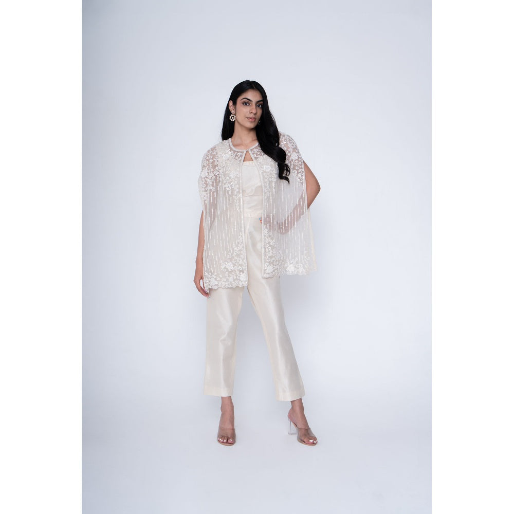 SAISHA Crop Top & Pant With Cape (Set of 3)