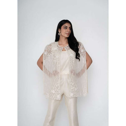 SAISHA Crop Top & Pant With Cape (Set of 3)