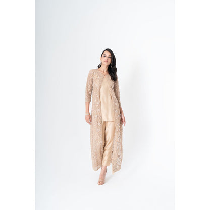 SAISHA Embroidery Long Jacket With Pant (Set of 3)