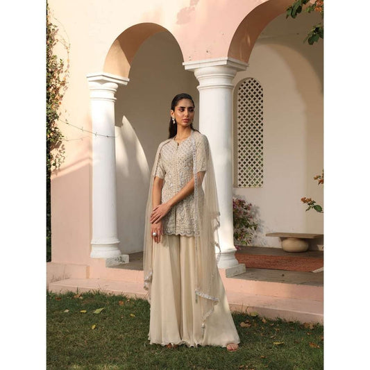 SAISHA Peplum Kurti With Sharara & Dupatta (Set of 3)