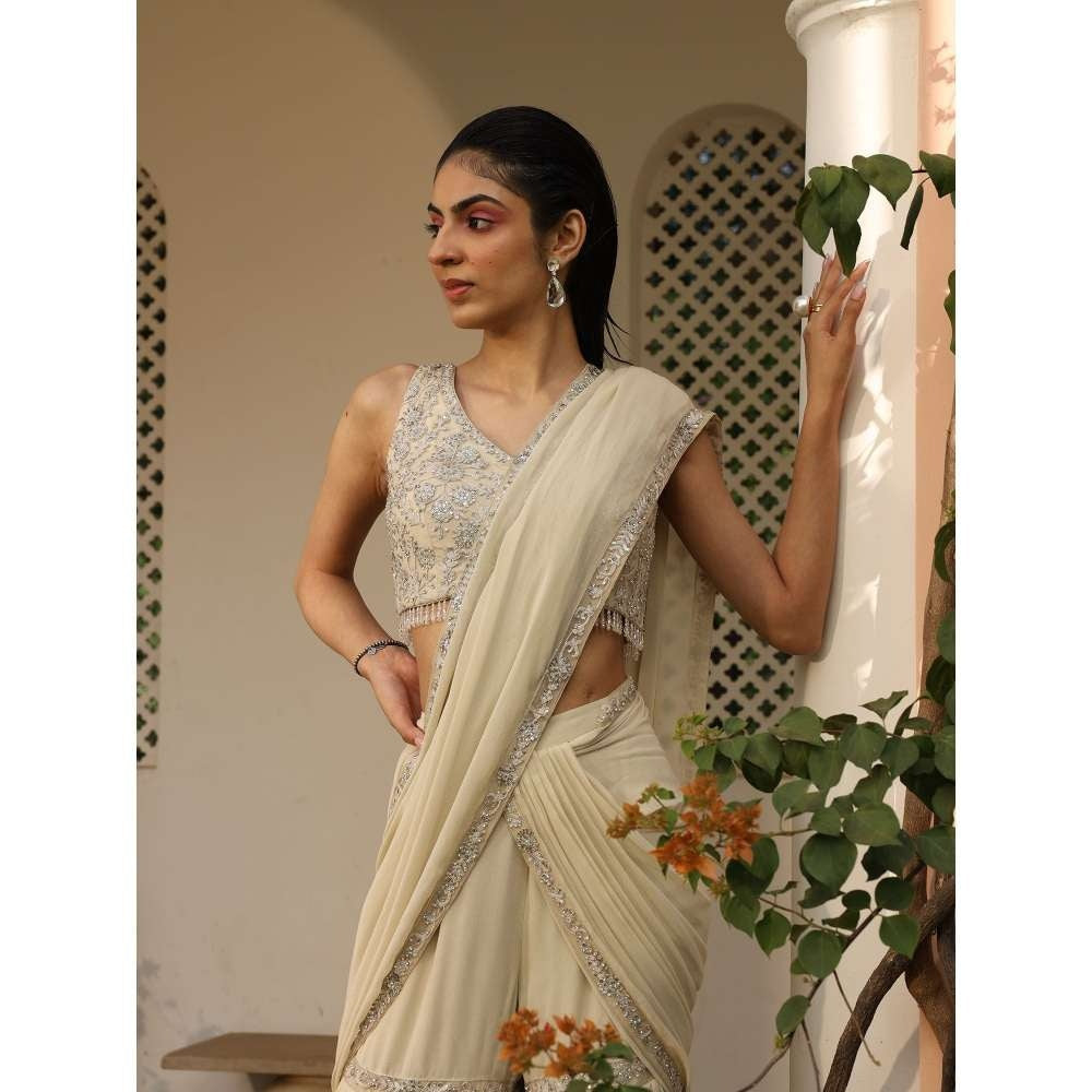 SAISHA Drape Saree With Blouse with Stitched