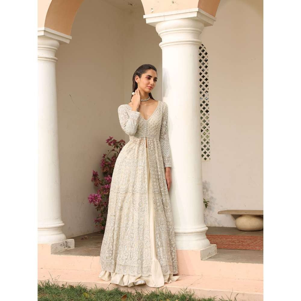 SAISHA Heavy Embroidered Jacket And Lehenga (Set of 3)