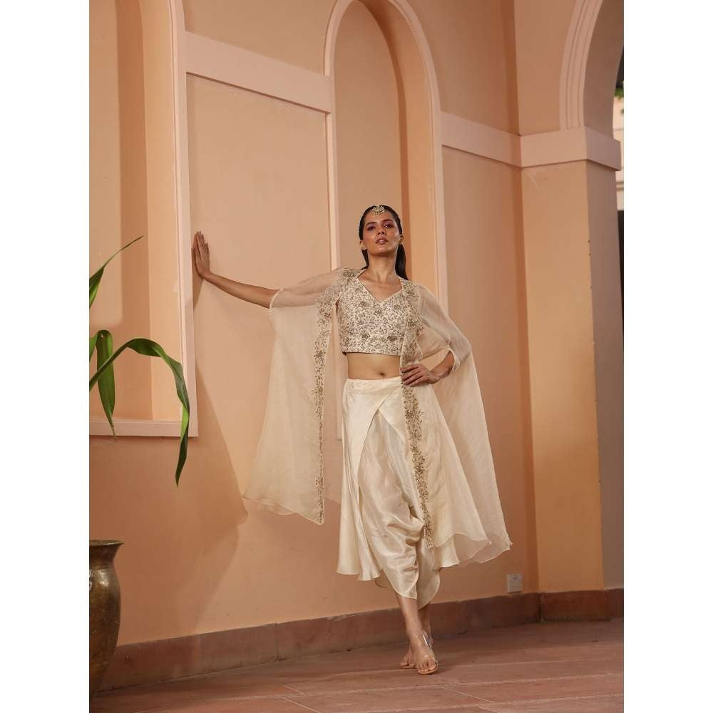 SAISHA Cape With Blouse And Dhoti (Set of 3)
