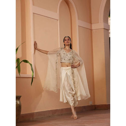 SAISHA Cape With Blouse And Dhoti (Set of 3)