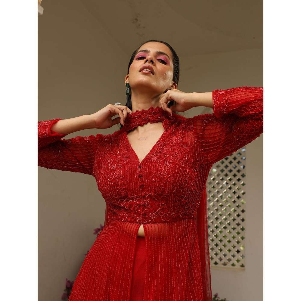 SAISHA Short Kurta With Sharara And Dupatta (Set of 3)