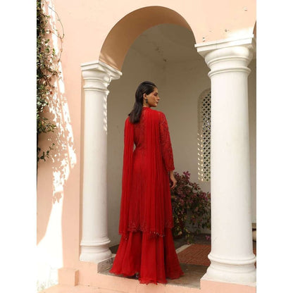 SAISHA Short Kurta With Sharara And Dupatta (Set of 3)